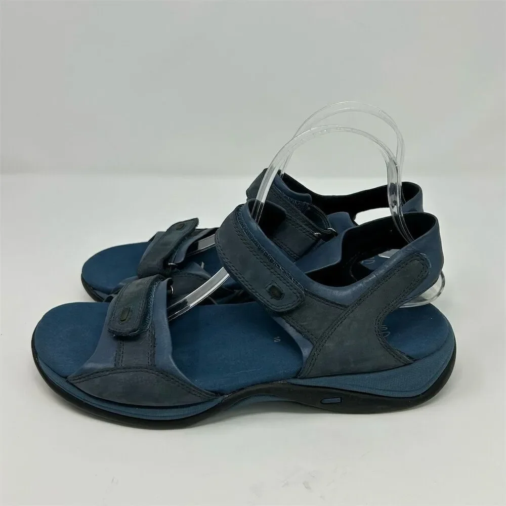 Clarks Women's Sporty Blue Leather Slingback Sandals Size 10 Casual Summer